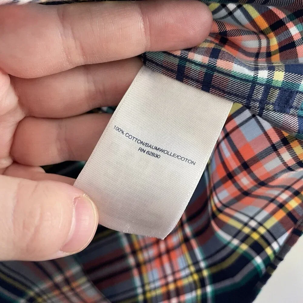 Lands' End Men SZ S - 14-14 1/2 Blue Plaid Short Sleeve Button Down Casual Shirt - Picture 7 of 10